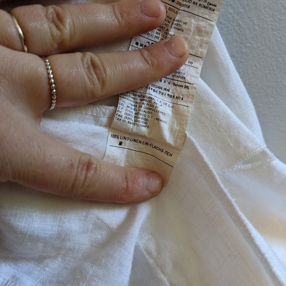 BENETTON White Linen Double Breasted Blazer - Picture 7 of 12